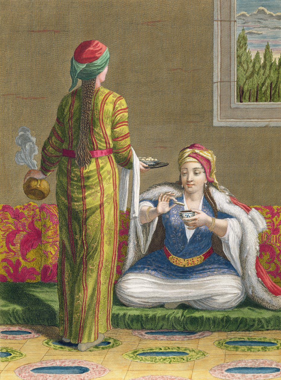 Ragazza turca, che prende il caffè sul divano, XVIII secolo da Jean Baptiste Haussard