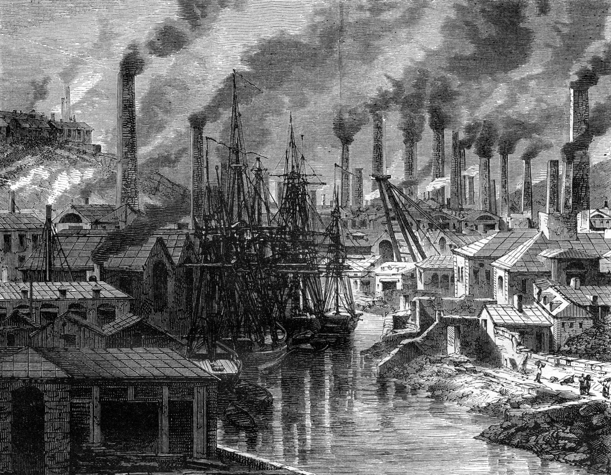 Una fabbrica di rame in Cornovaglia, XIX secolo da Jean Baptiste Henri Durand Brager