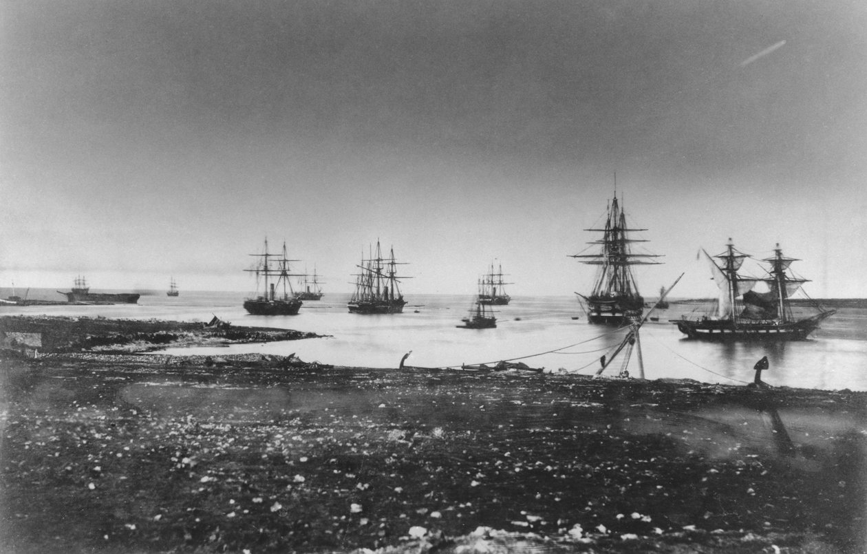 Guerra di Crimea, squadrone francese, ingresso nel porto, 1855 da Jean Baptiste Henri Durand Brager