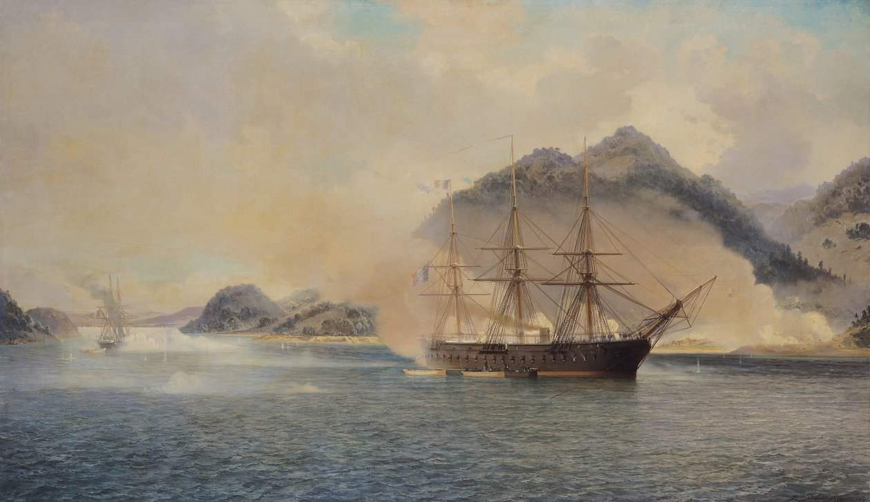 Battaglia navale dello stretto di Shimonoseki, 20 luglio 1863, 1865 da Jean Baptiste Henri Durand Brager