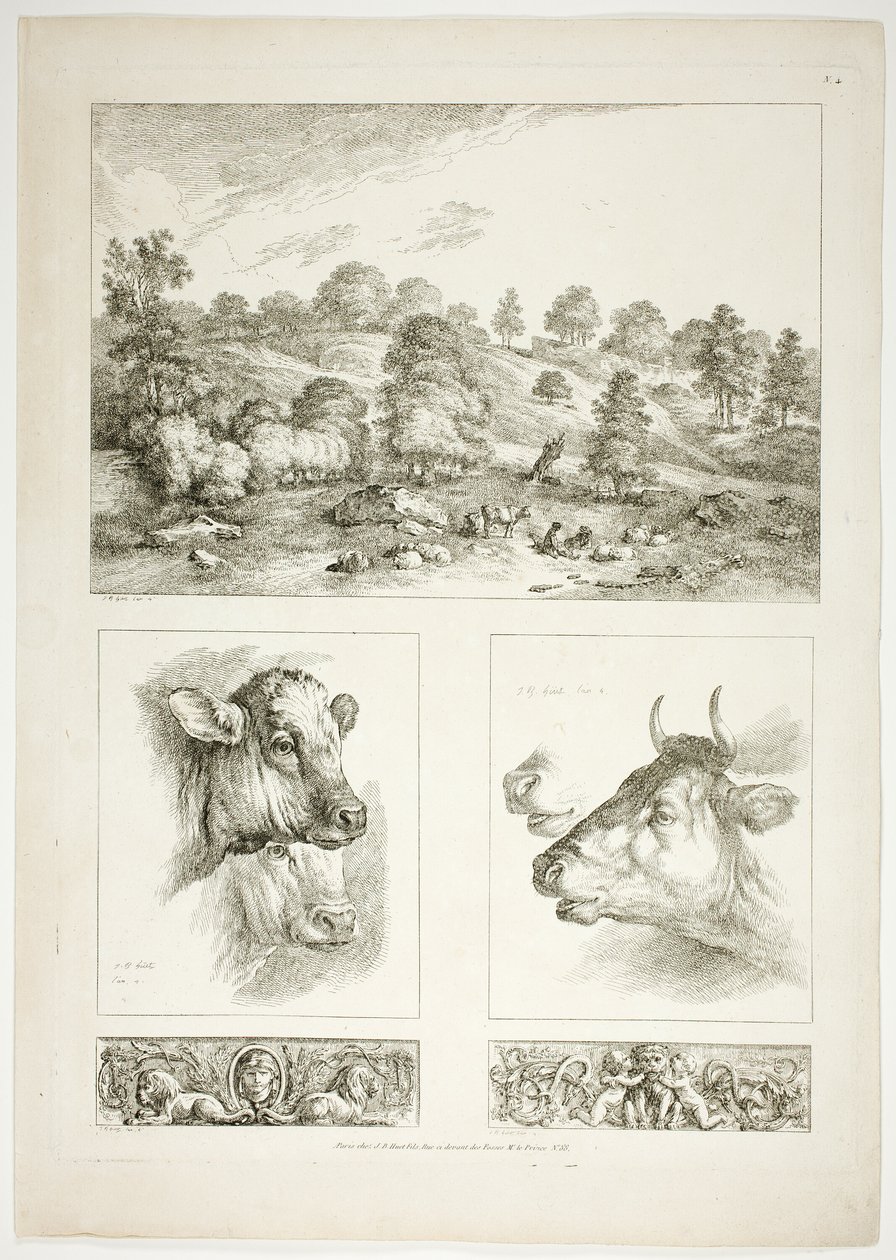 Tavola quattro di 38 da Oeuvres de J. B. Huet da Jean Baptiste Huet