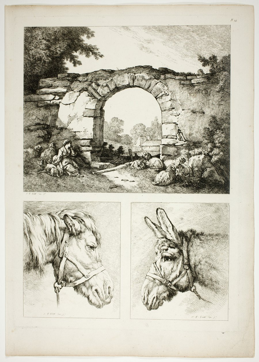 Tavola quattordici di 38 da Oeuvres de J. B. Huet da Jean Baptiste Huet