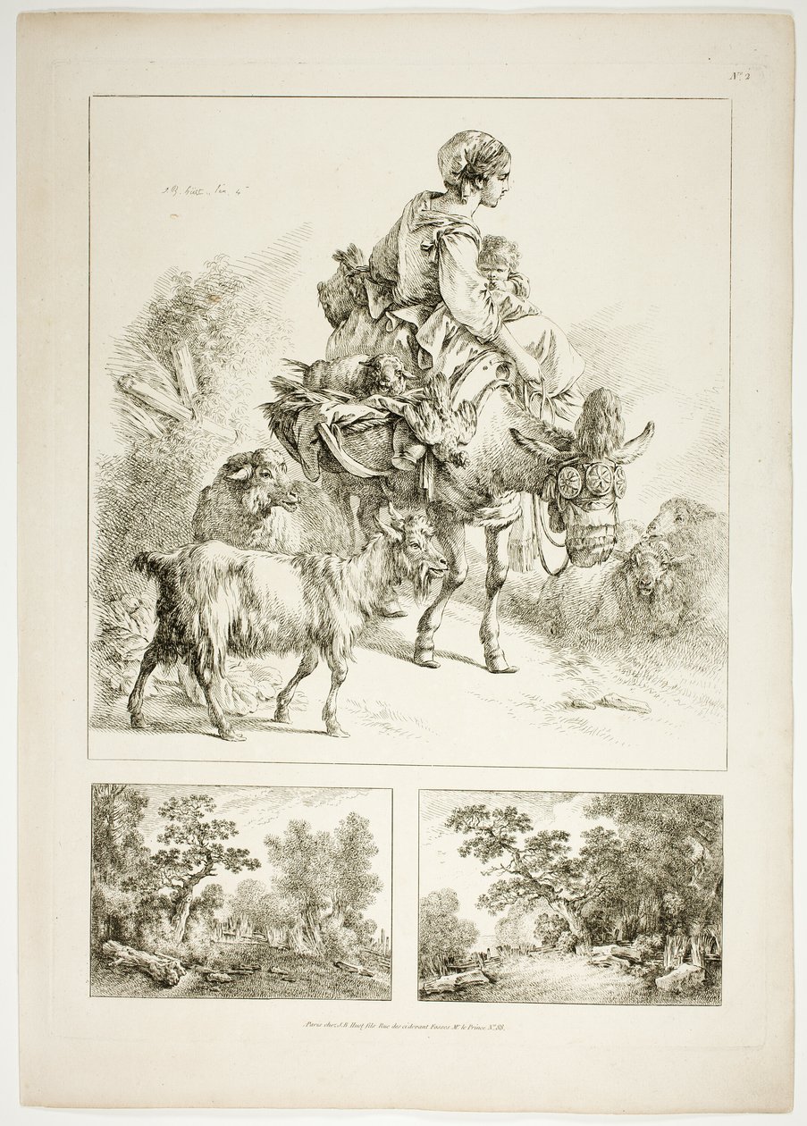 Tavola due di 38 da Oeuvres de J. B. Huet da Jean Baptiste Huet