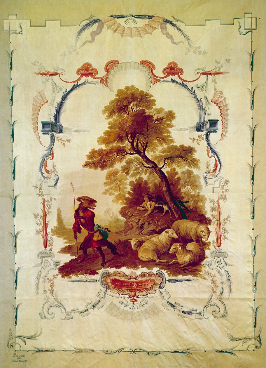 Il lupo diventato pastore. Illustrazione per la favola di Jean de La Fontaine da Jean Baptiste Huet