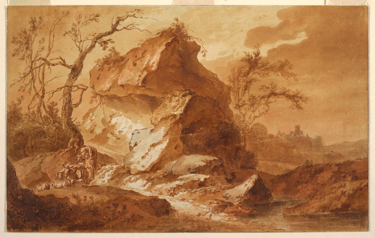 Disegno, Un paesaggio montuoso, 1763 da Jean Baptiste Huet