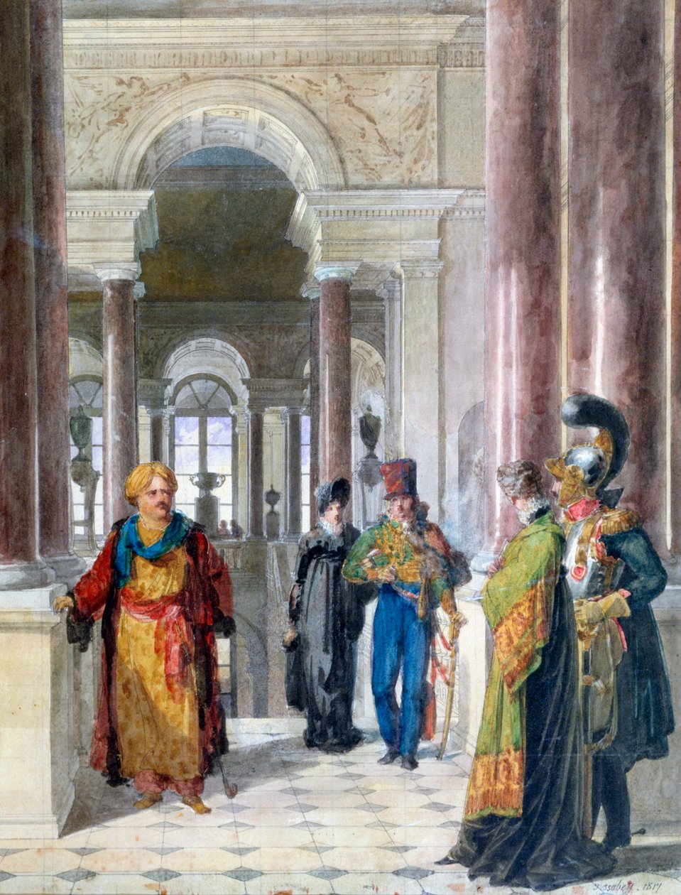 Esplorando il Museo, 1817 da Jean Baptiste Isabey