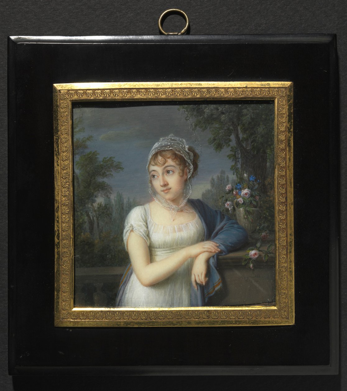 Ritratto di una donna vicino a una balaustra, 1804 da Jean Baptiste Jacques Augustin