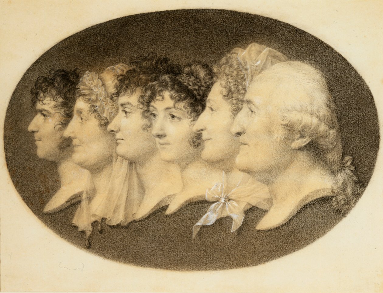 Ritratto di profilo di Augustin e la sua famiglia da Jean Baptiste Jacques Augustin