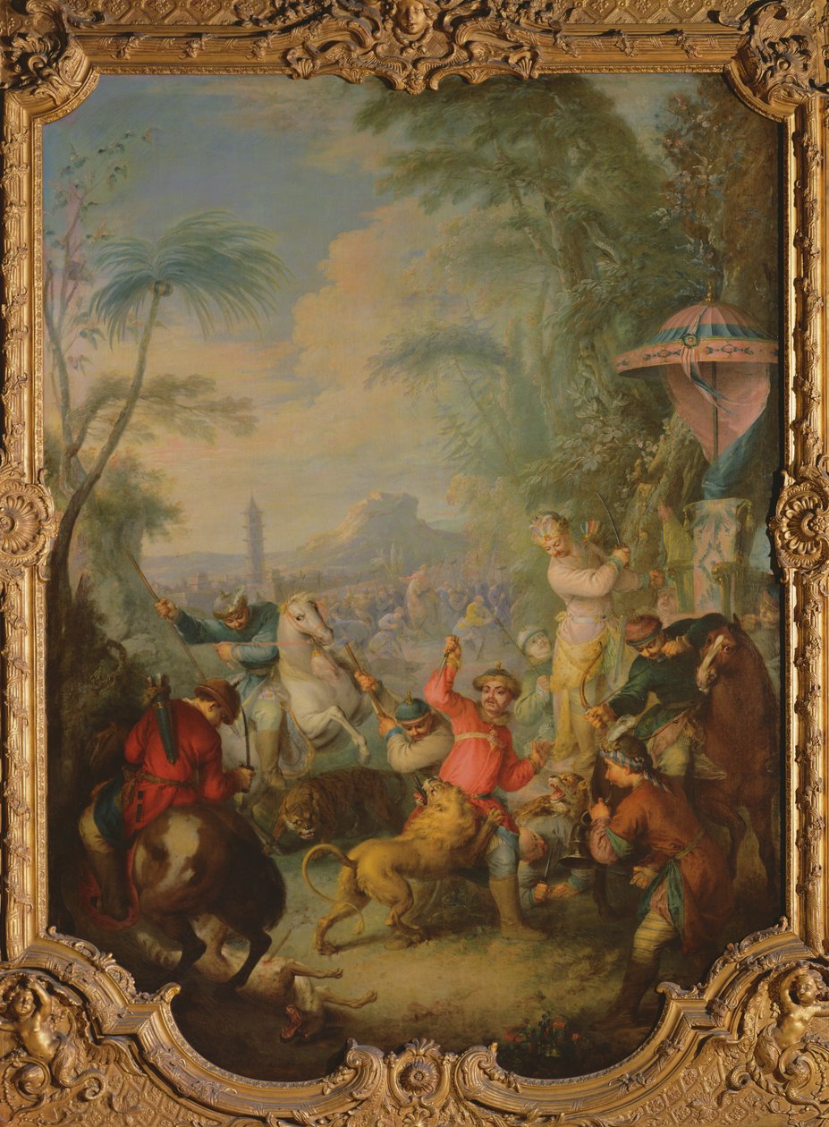 Caccia al leone e alla tigre in Cina da Jean Baptiste Joseph Pater