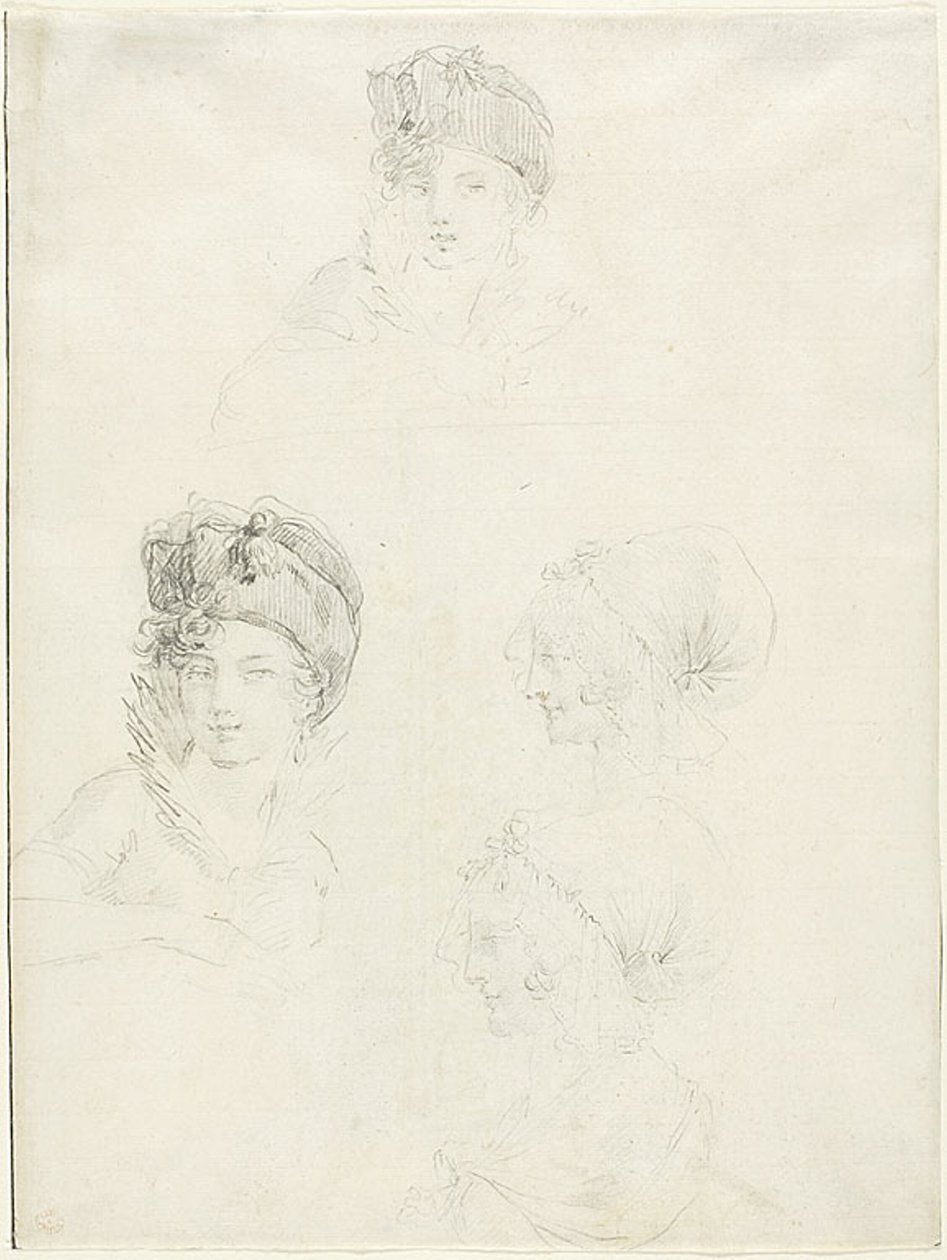 Quattro schizzi di due donne da Jean Baptiste Joseph Wicar