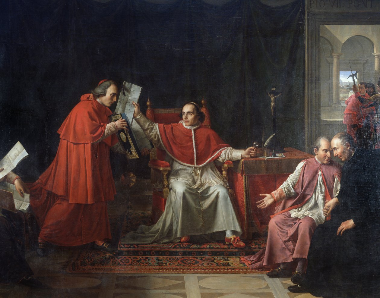 Firma del Concordato tra Francia e Santa Sede, da Papa Pio VII (1742 - 1823), 15 agosto da Jean Baptiste Joseph Wicar