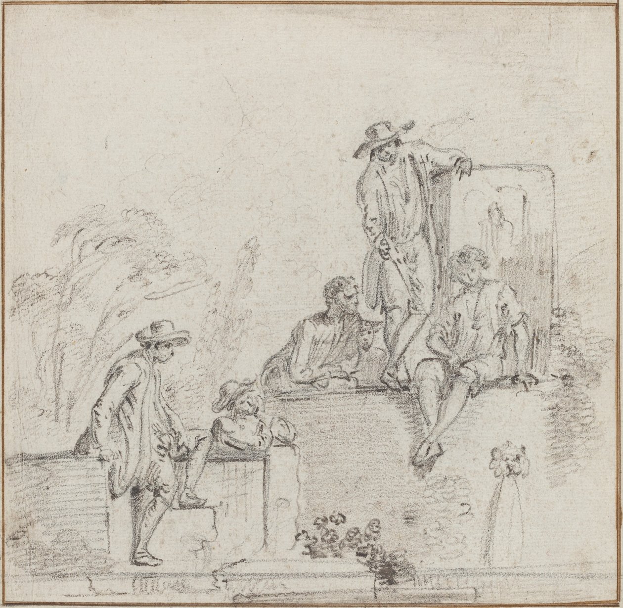Figure sedute intorno a una fontana da Jean Baptiste Lallemand