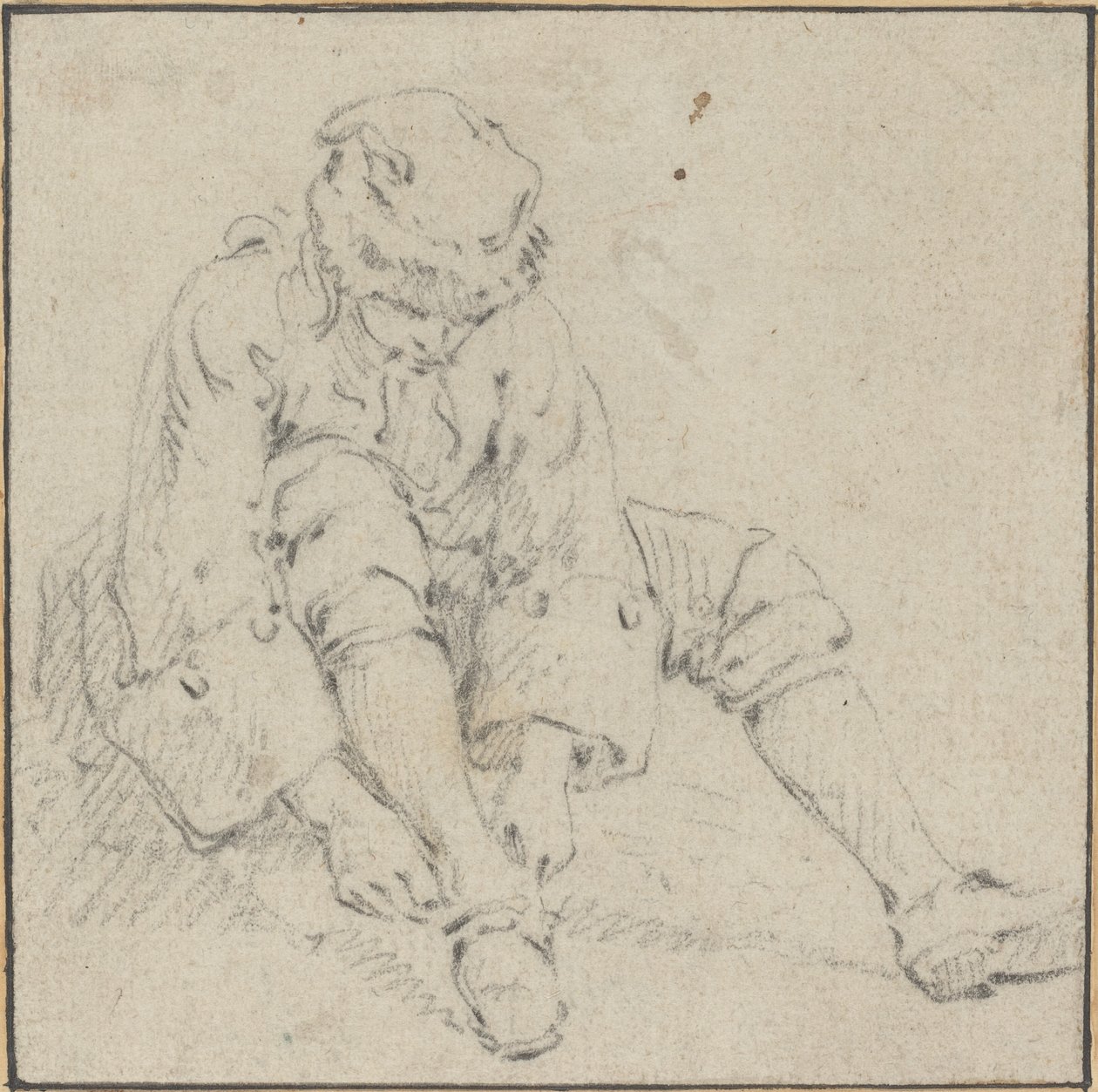 Uomo che si mette la scarpa da Jean Baptiste Le Prince
