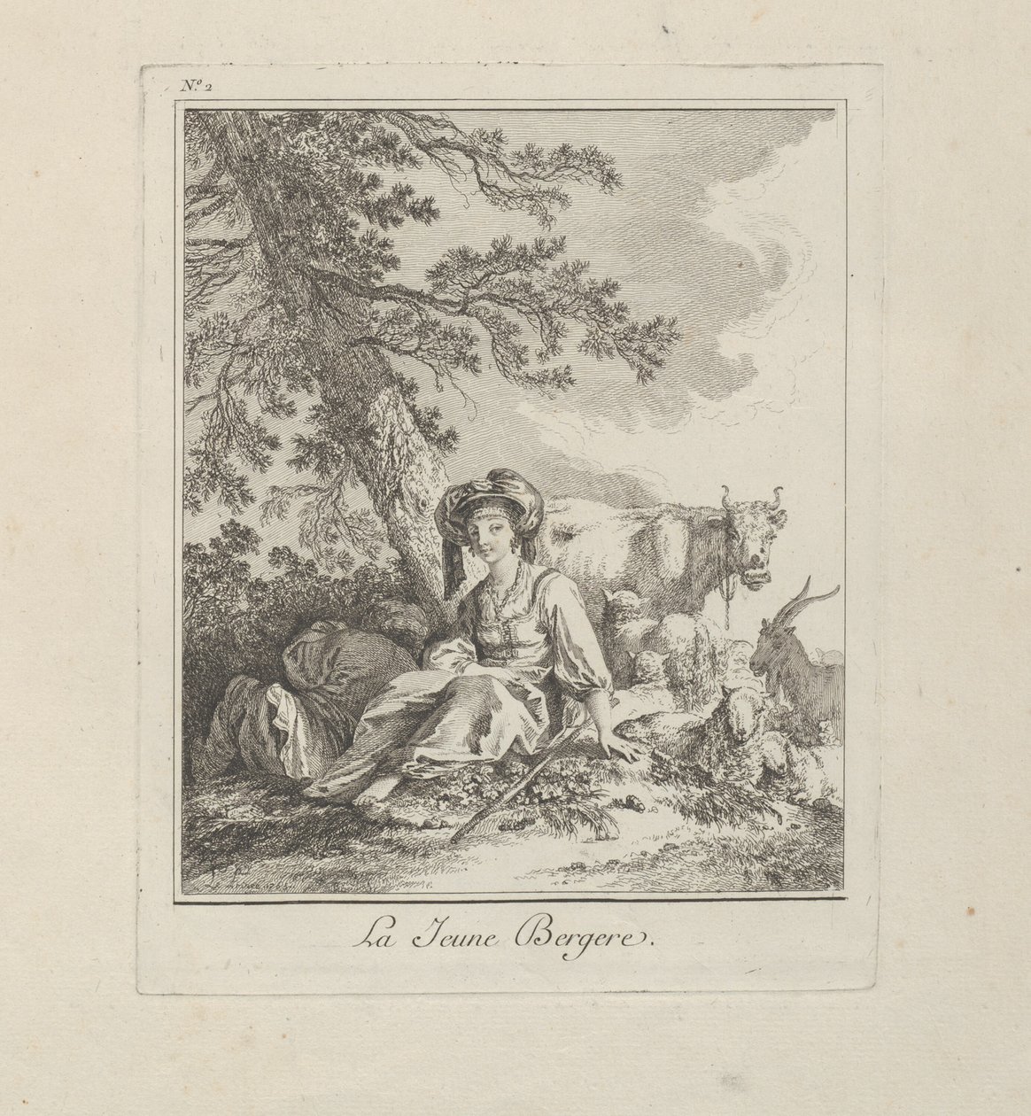 La giovane pastorella, tavola due da Divers Habillements des Peuples du Nord da Jean Baptiste Le Prince