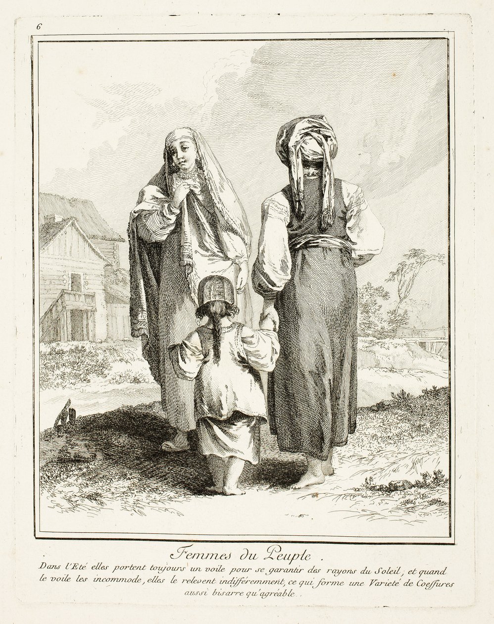 Donne del popolo, tavola sei da Divers Habillements des Peuples du Nord da Jean Baptiste Le Prince