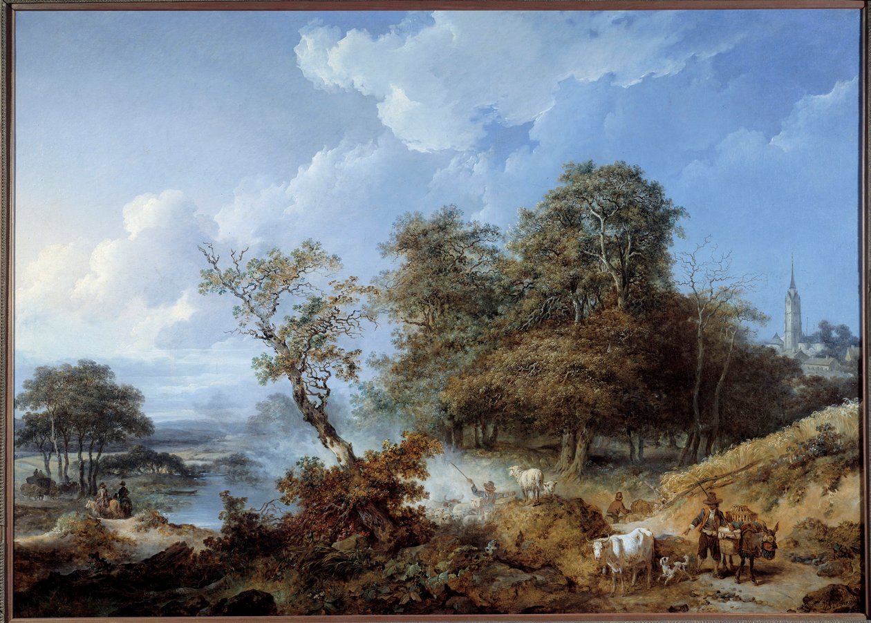 Paesaggio animato. Dipinto di Jean Baptiste Leprince (1734-1781) da Jean Baptiste Leprince