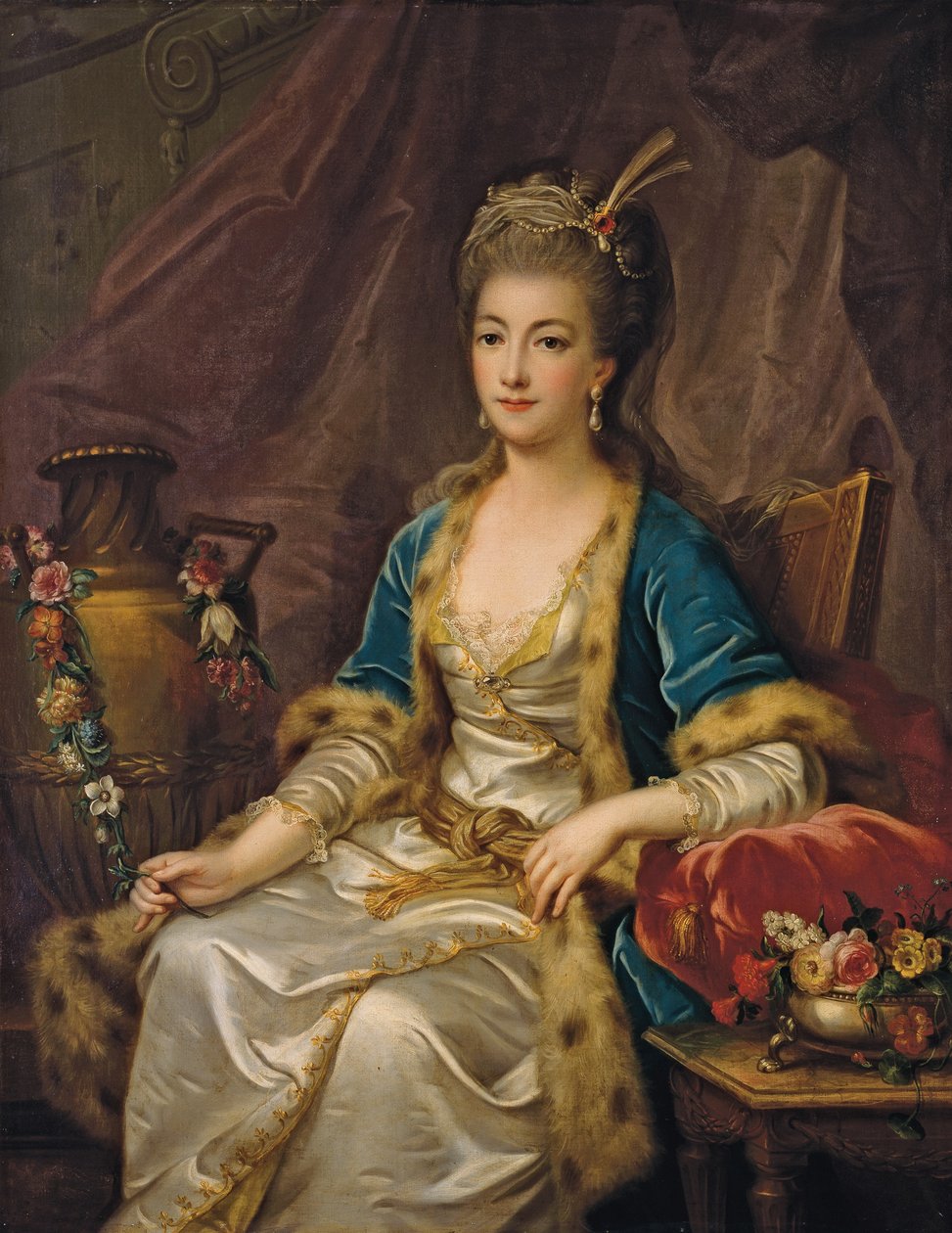 Ritratto di una donna seduta vestita "à la russe" da Jean Baptiste Leprince