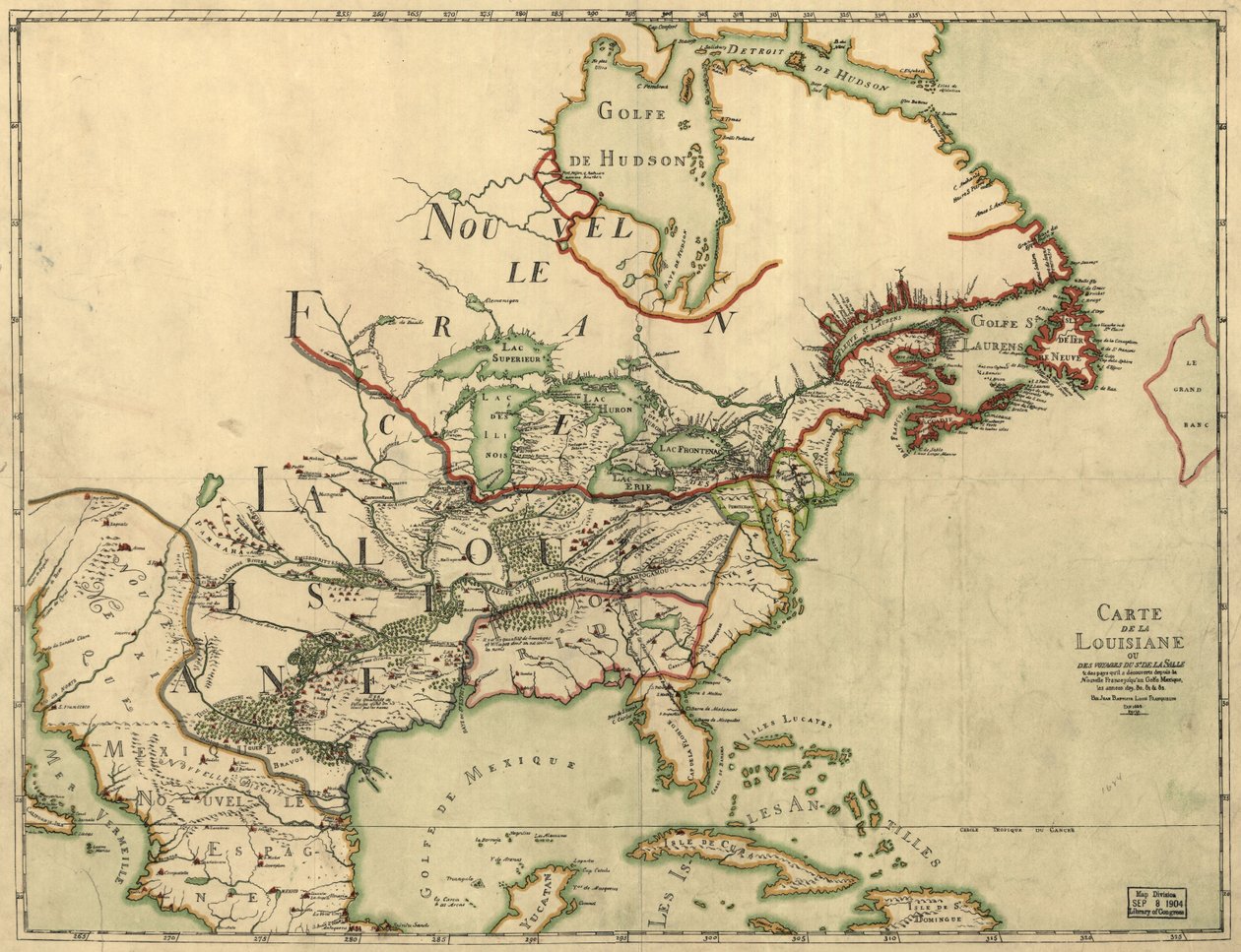 Mappa della Louisiana di Franquelin. LOC 2001620469 da Jean Baptiste Louis Franquelin