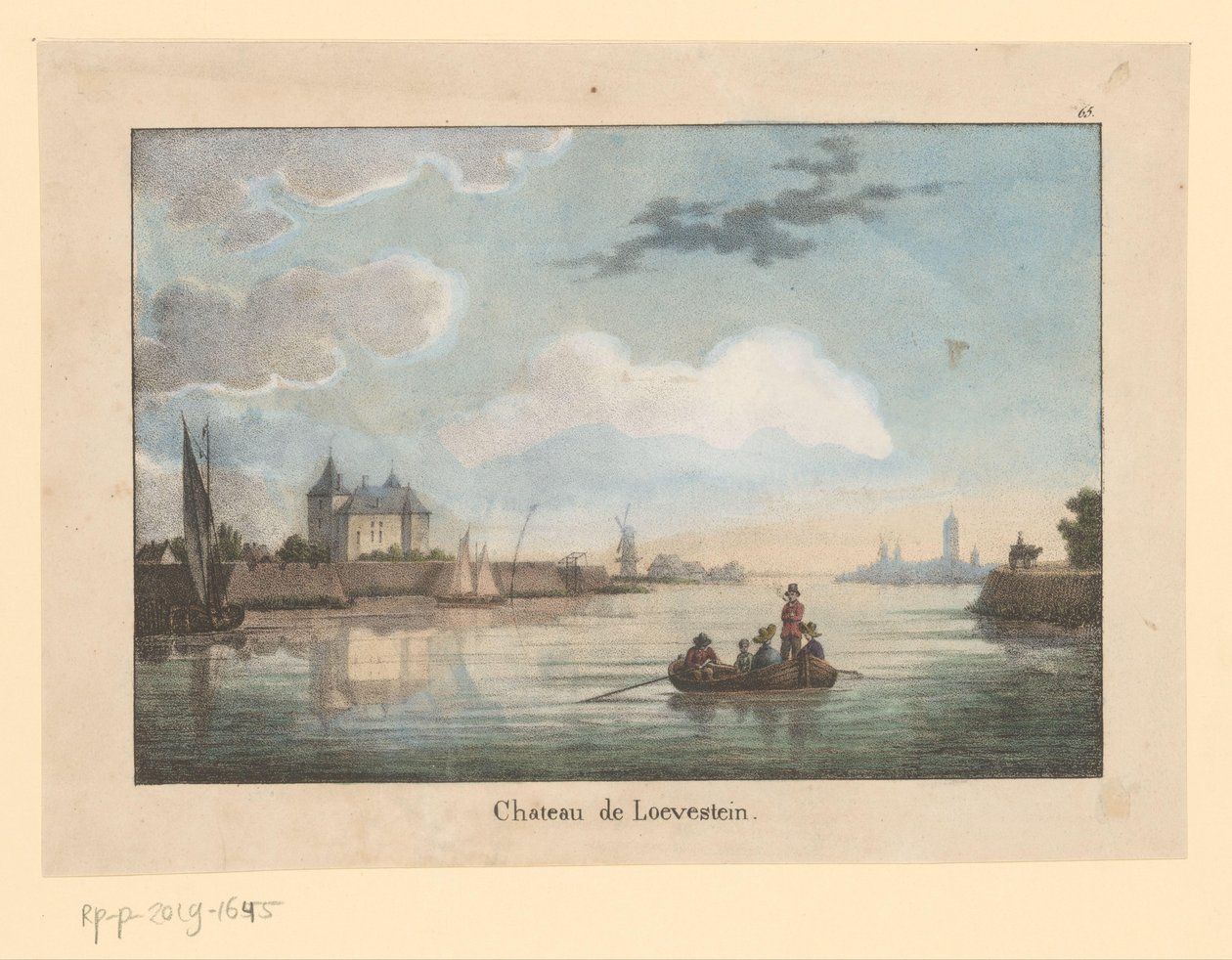 Vista sul castello di Loevestein dal Waal da Jean Baptiste Madou (possibly)