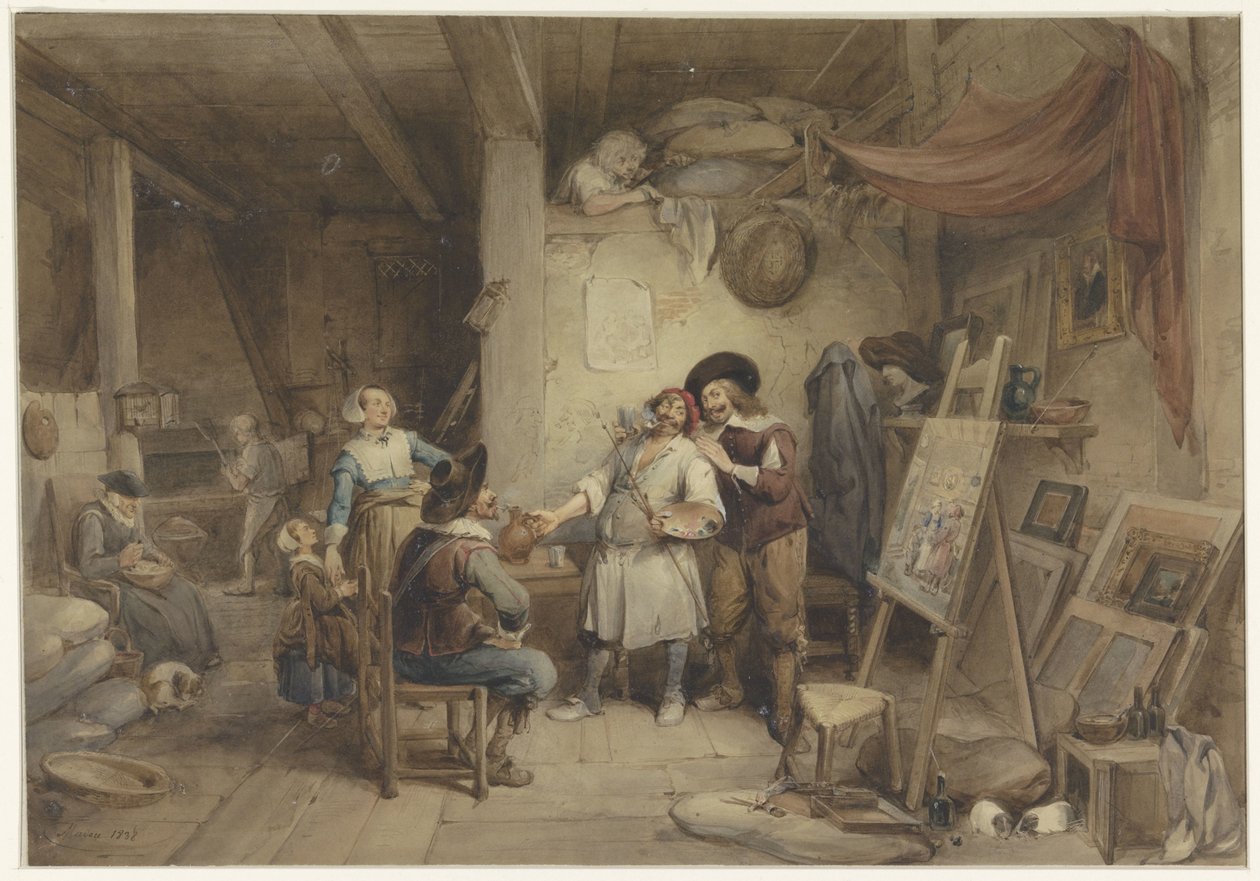 Adriaen Brouwer con il suo allievo J. van Craesbeek da Jean Baptiste Madou