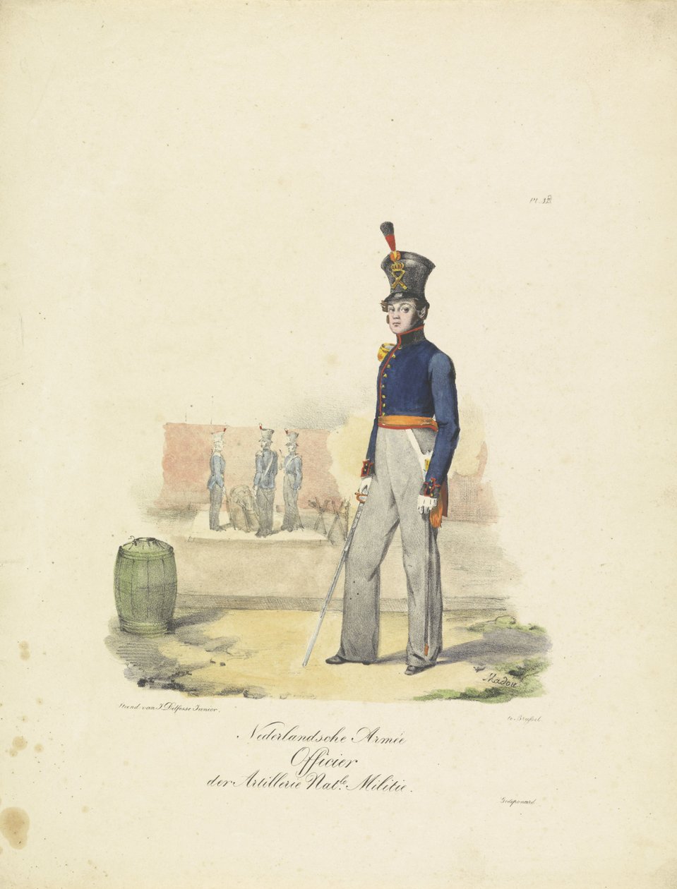 Ufficiale di artiglieria, 1820-1825 (Esercito olandese Ufficiale di artiglieria Milizia nazionale) da Jean Baptiste Madou