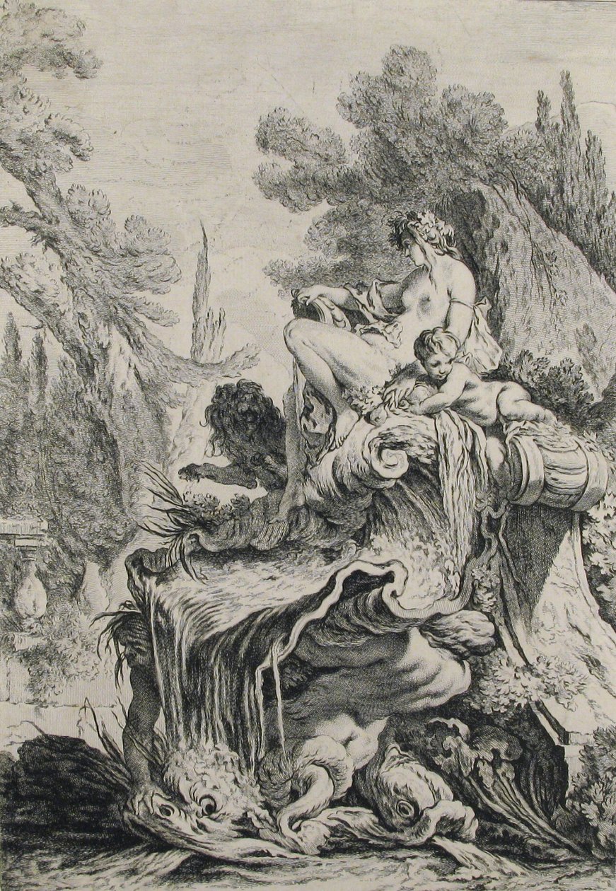 Fontana con una Naiade seduta su una conchiglia da Jean Baptiste Marie Pierre
