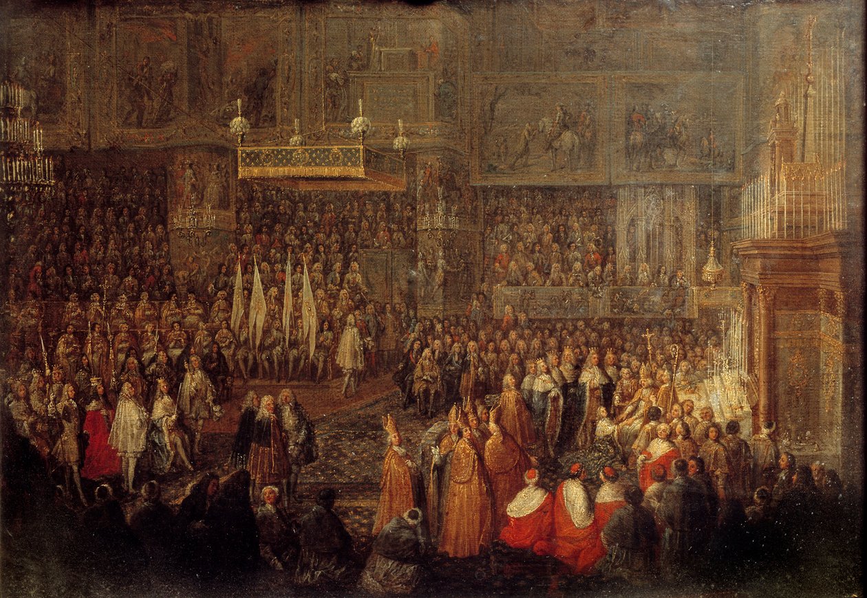 Incoronazione di Luigi XV nella cattedrale di Reims il 25 ottobre 1722 da Jean Baptiste Martin