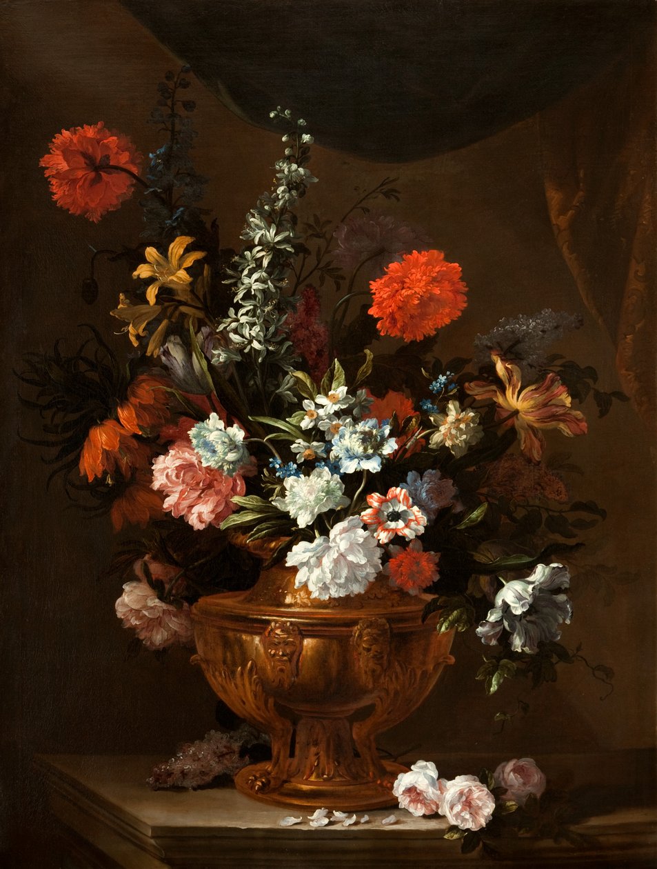 Fiori in un vaso scolpito da Jean Baptiste Monnoyer