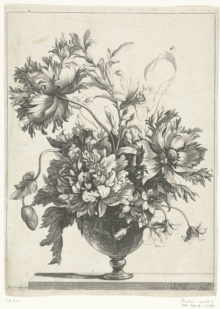 Vaso di vetro con fiori da Jean Baptiste Monnoyer