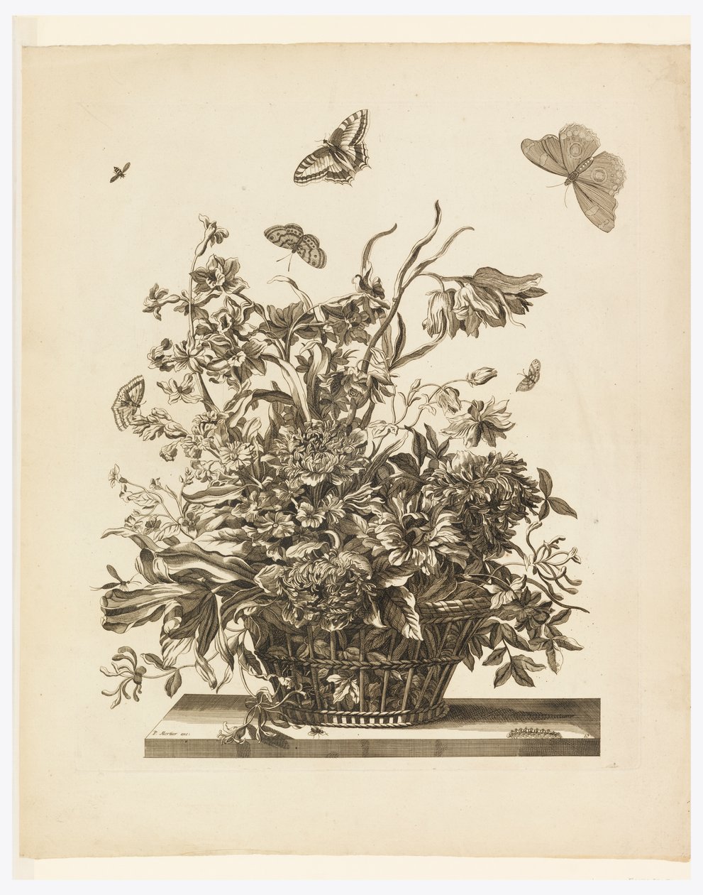 Piatto 10, dal set di Fiori in un cesto da Jean-Baptiste Monnoyer
