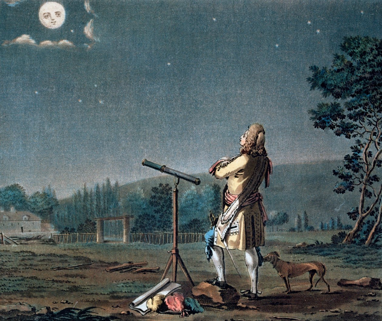 Bernard le Bovier de Fontenelle contempla la pluralità dei mondi, 1791 da Jean Baptiste Morret