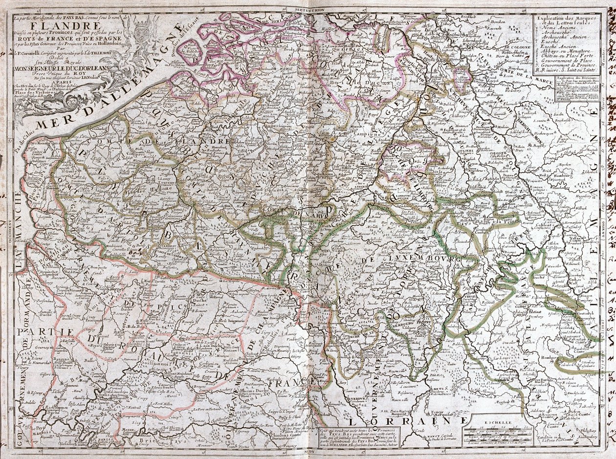 Mappa del Belgio da Jean Baptiste Nolin