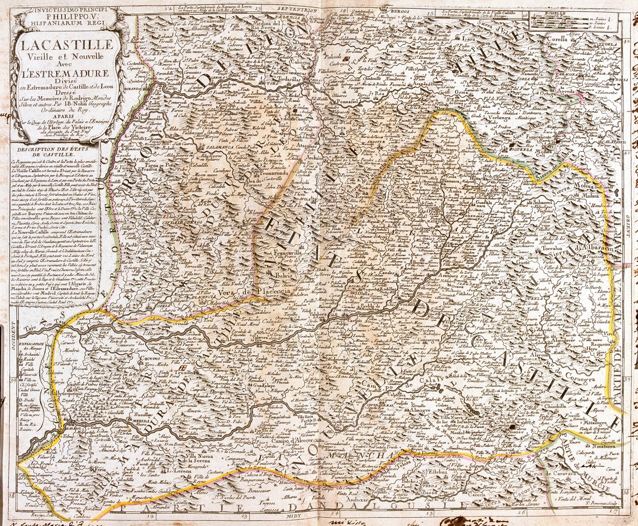 Mappa della Castiglia (Spagna) da Jean Baptiste Nolin