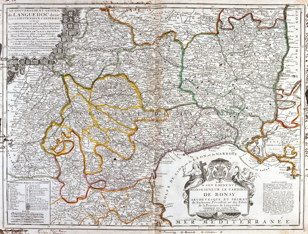 Mappa del Languedoc (Sud della Francia) (incisione) da Jean Baptiste Nolin