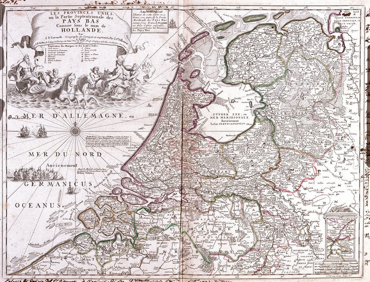 Mappa dei Paesi Bassi da Jean Baptiste Nolin