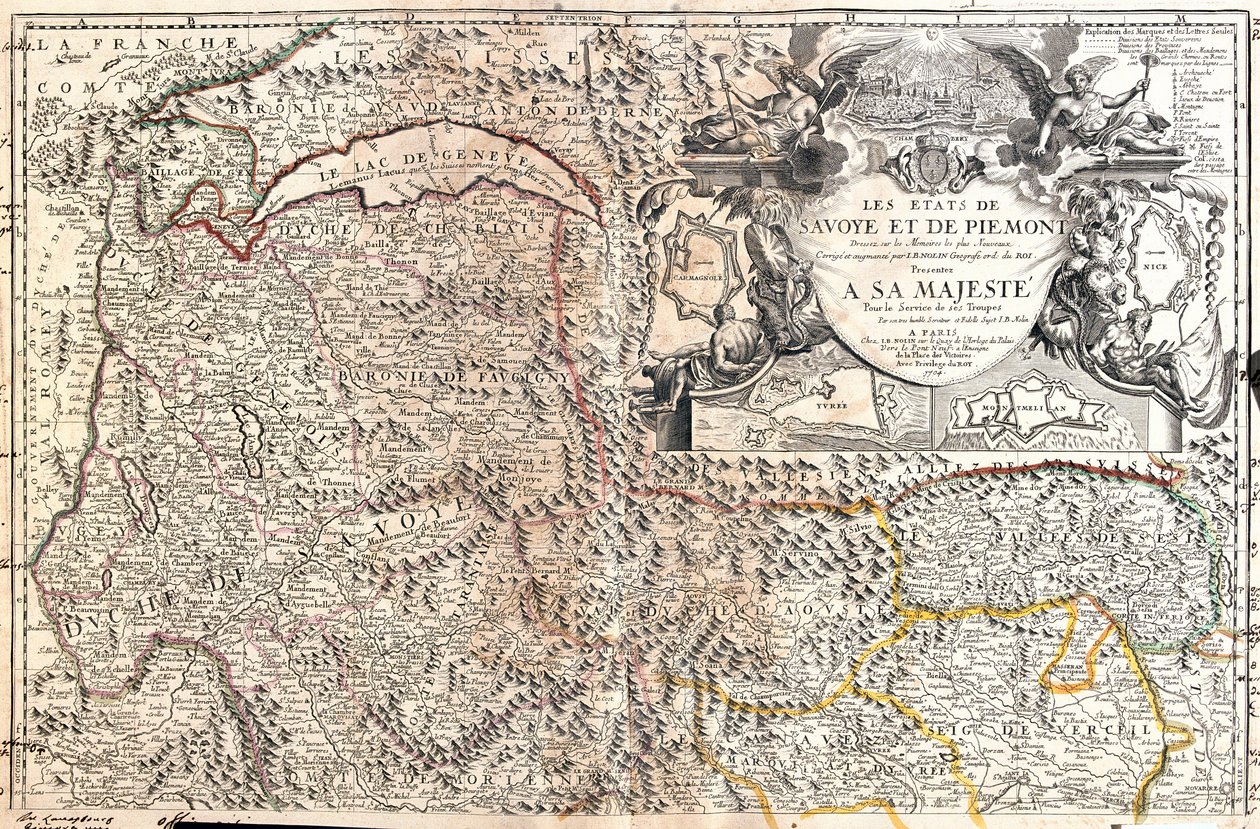 Mappa della Savoia e del Piemonte (Italia) (incisione) da Jean Baptiste Nolin