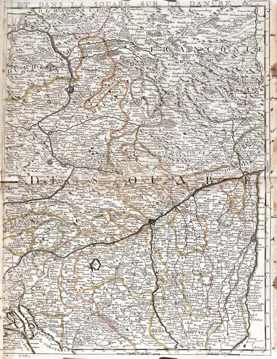 Mappa della Svevia (Germania) (Incisione) da Jean Baptiste Nolin
