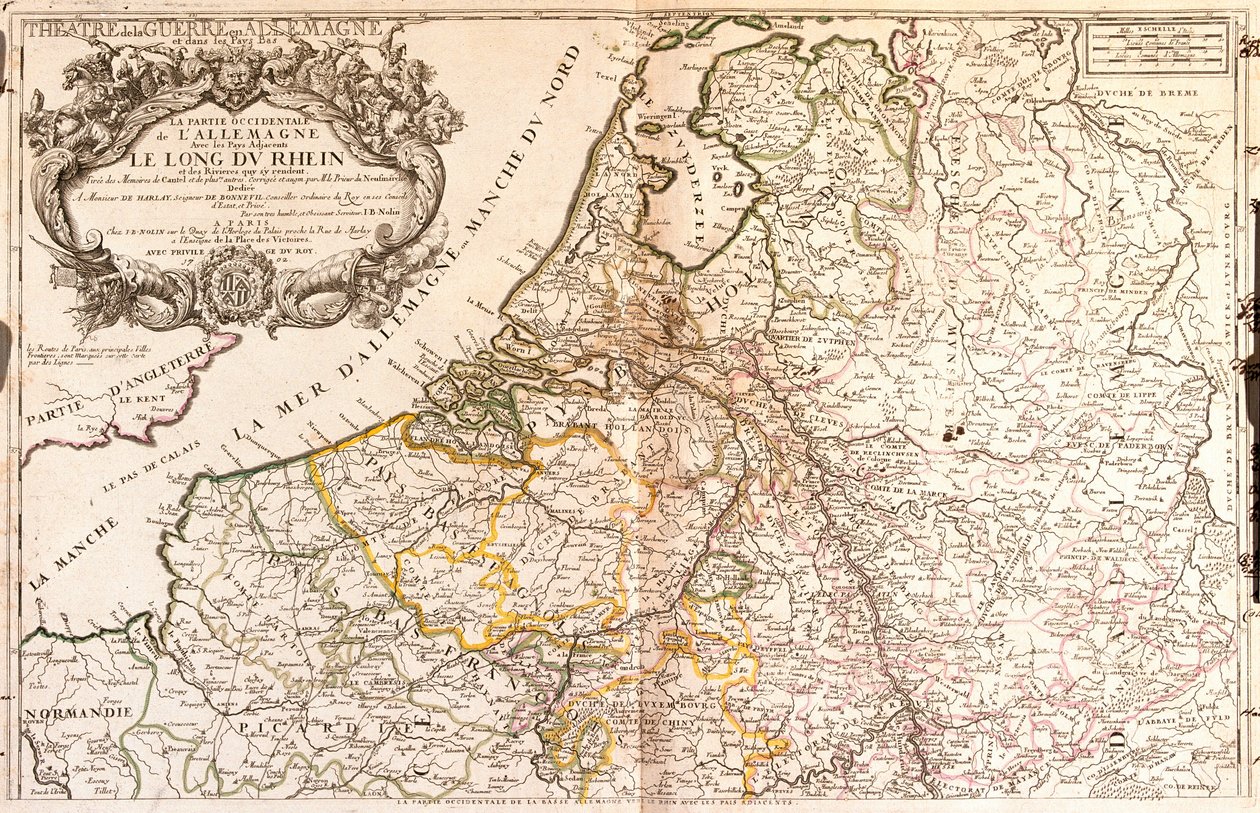 Mappa della Germania occidentale e dei Paesi Bassi da Jean Baptiste Nolin
