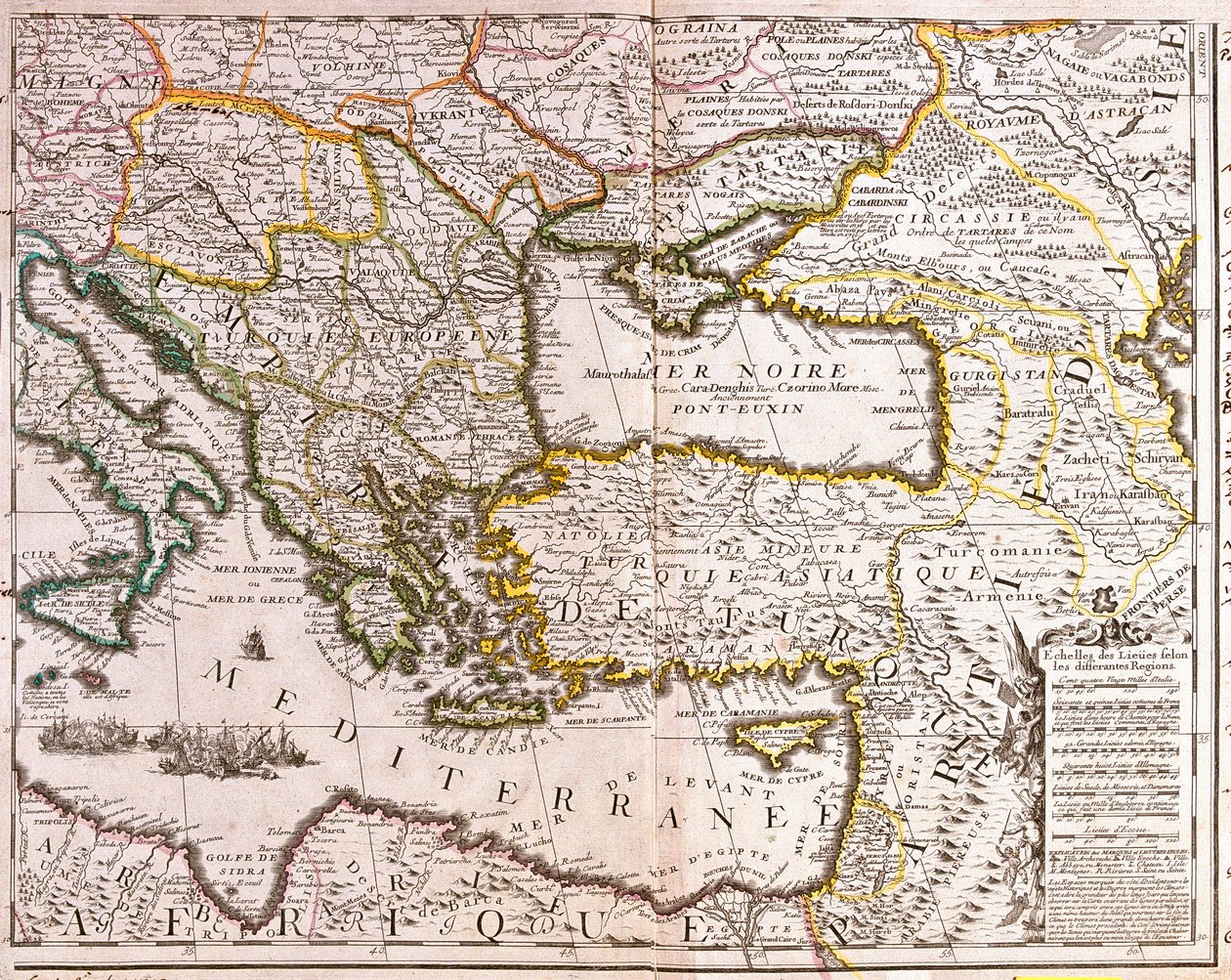 Mappa del Mediterraneo Orientale e dei paesi del Mar Nero, Turchia e province dell