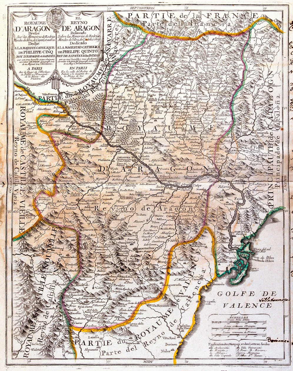 Mappa del Regno di Aragona (Spagna) (incisione) da Jean Baptiste Nolin