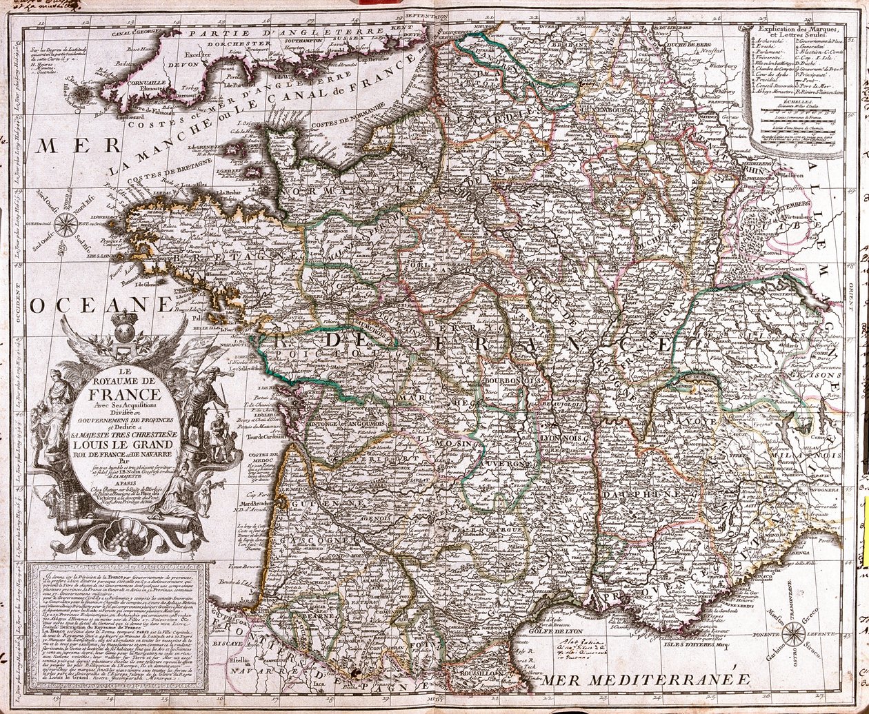 Mappa del Regno di Francia da Jean Baptiste Nolin