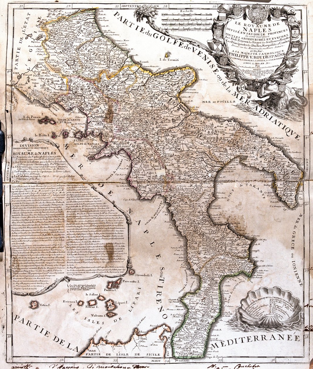 Mappa del Regno di Napoli, Italia da Jean Baptiste Nolin