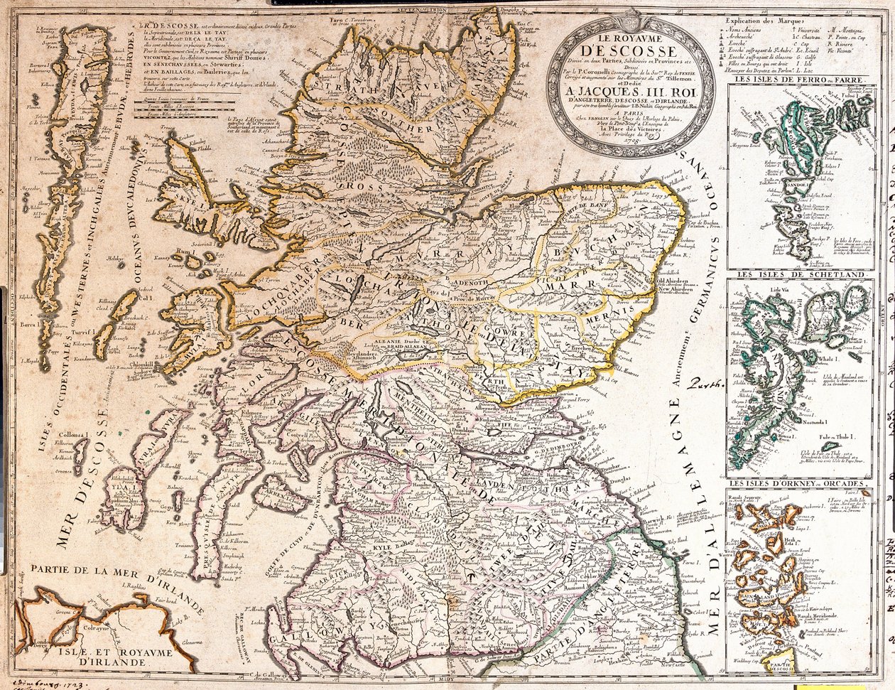Mappa del Regno di Scozia, sotto il regno di Giacomo II da Jean Baptiste Nolin
