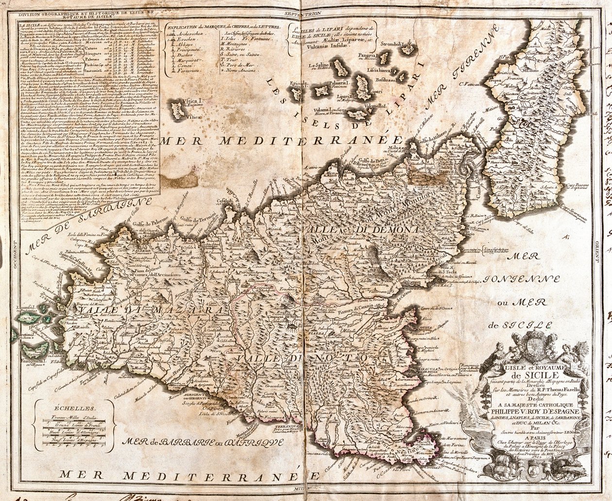 Mappa del Regno di Sicilia, Italia da Jean Baptiste Nolin