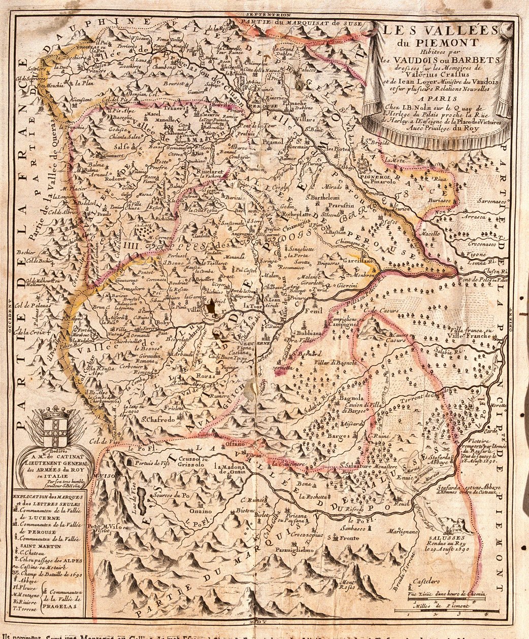 Mappa del Piemonte (Italia) da Jean Baptiste Nolin