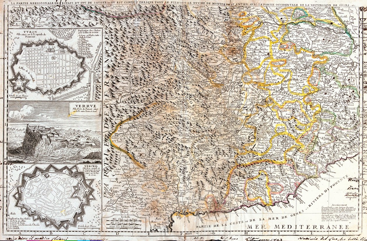 Mappa dei territori meridionali del duca di Savoia, in Italia (Incisione) da Jean Baptiste Nolin