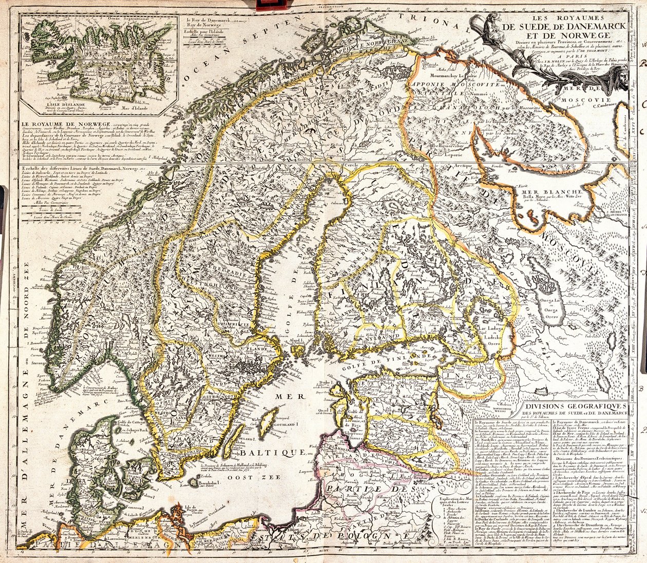 Mappa dei regni di Norvegia, Svezia e Danimarca da Jean Baptiste Nolin