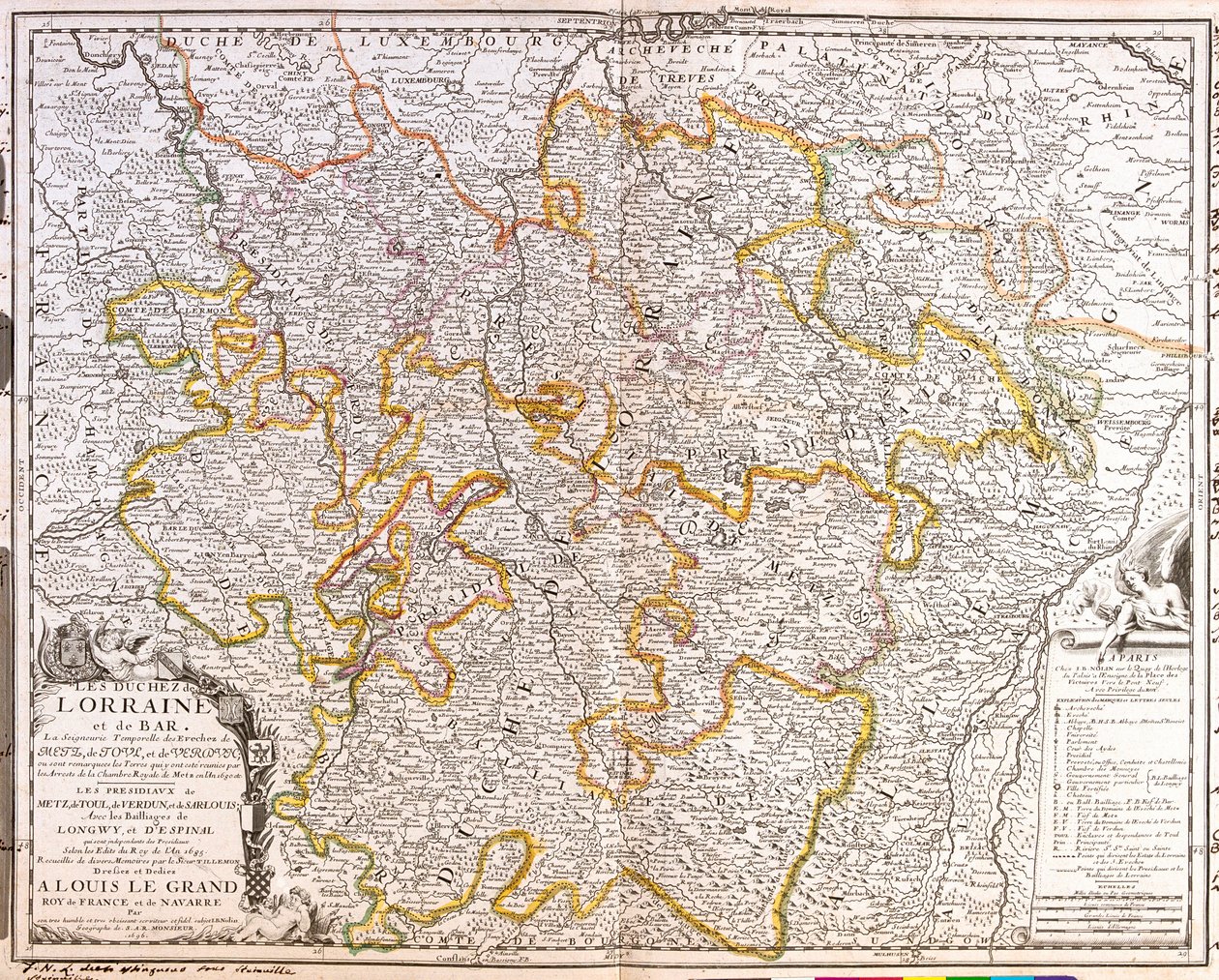 Mappa della provincia della Lorena (Francia) (incisione) da Jean Baptiste Nolin