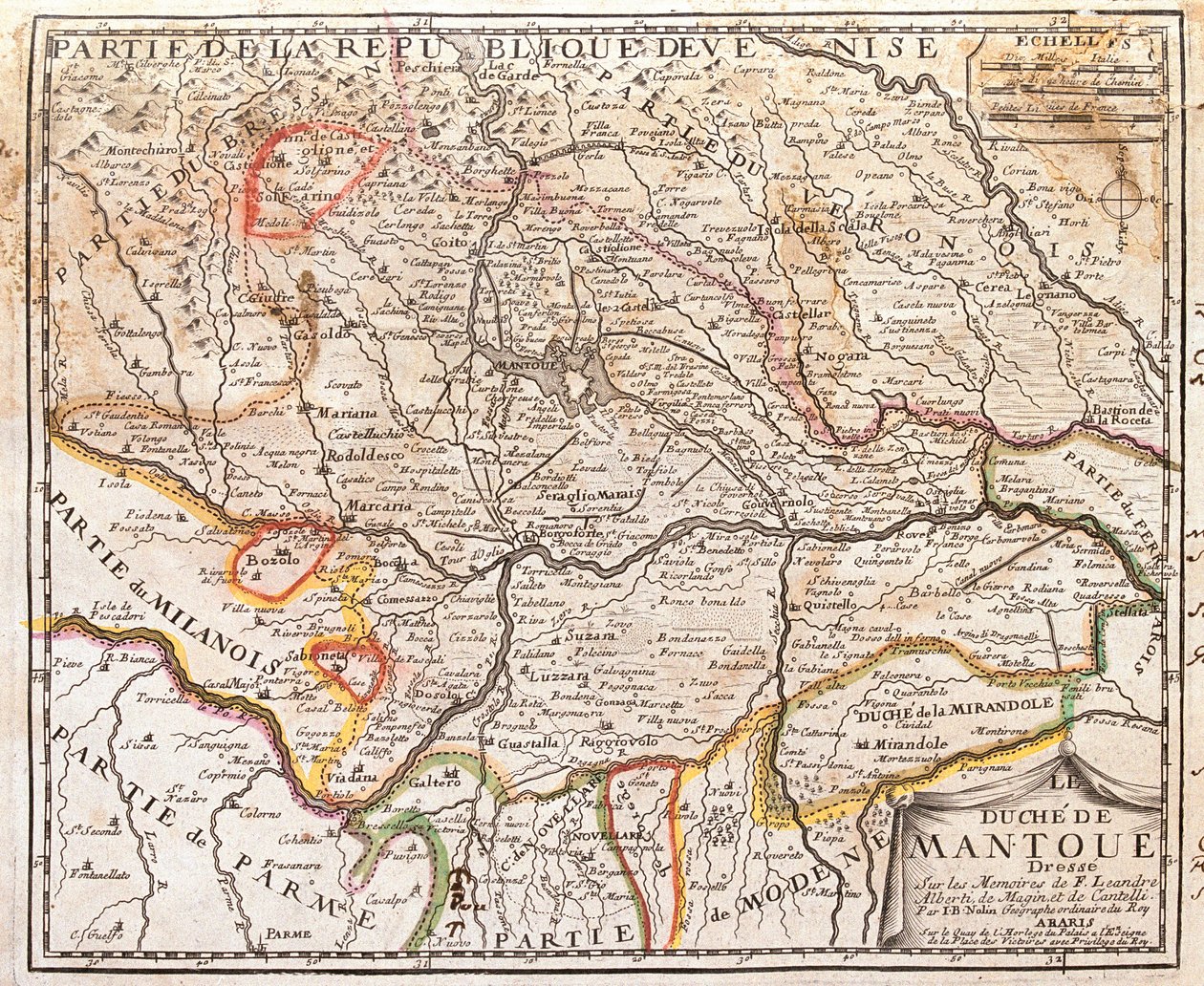 Mappa della provincia di Mantova (Italia) (incisione) da Jean Baptiste Nolin