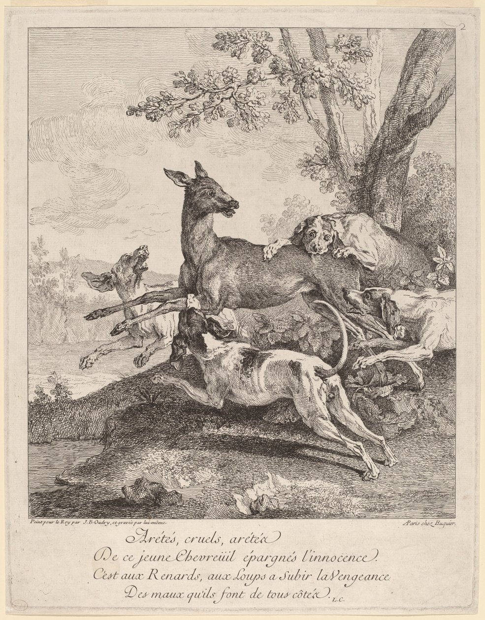 Un cervo attaccato dai cani da Jean Baptiste Oudry